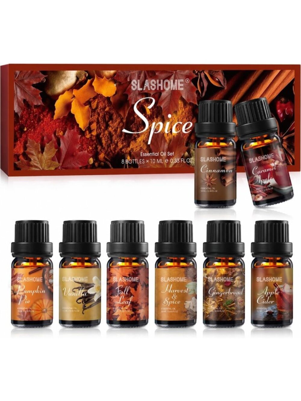 8 Pack Fall Essential Oil Set for Diffusers - Cozy Aromatherapy for Home